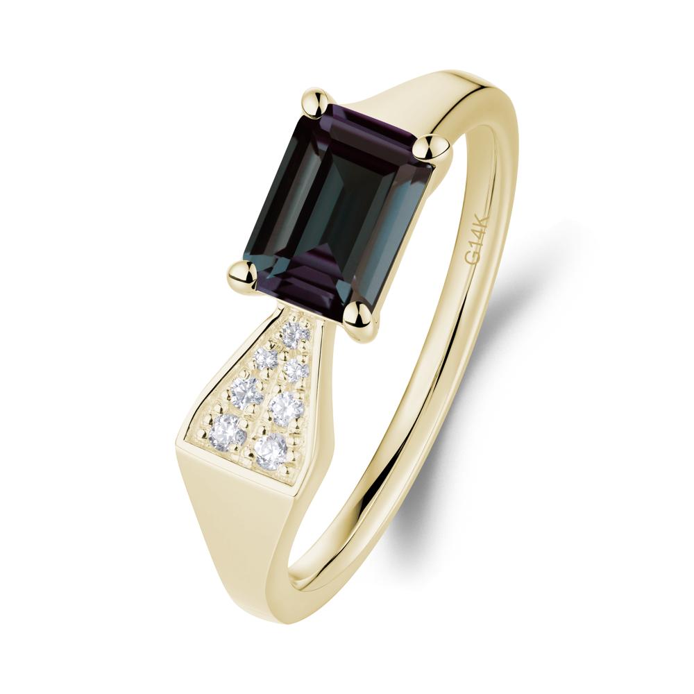 Geometric Emerald Cut Alexandrite Ring - LUO Jewelry #metal_14k yellow gold