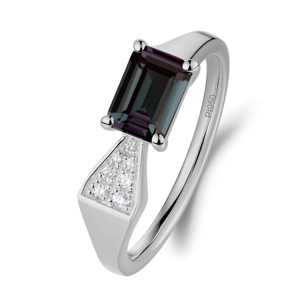 Geometric Emerald Cut Alexandrite Ring - LUO Jewelry #metal_platinum