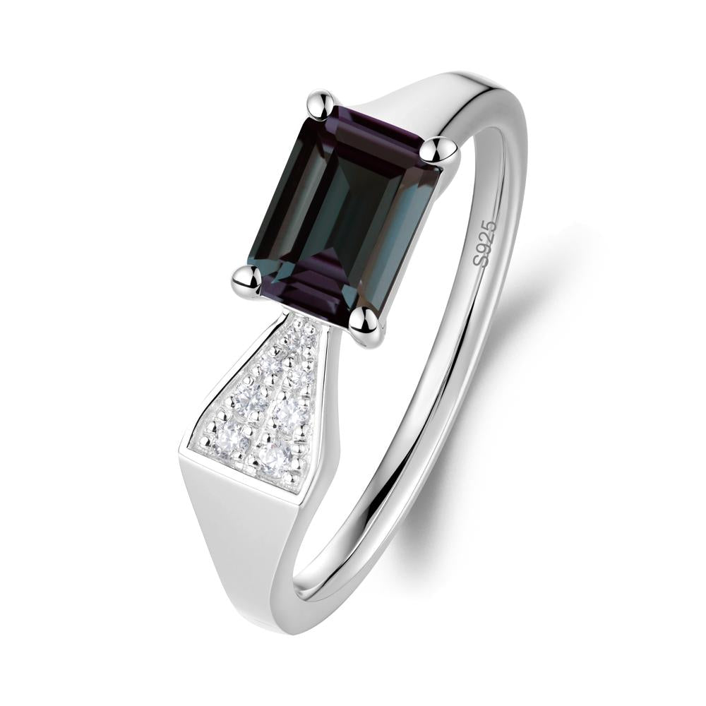 Geometric Emerald Cut Alexandrite Ring - LUO Jewelry #metal_sterling silver