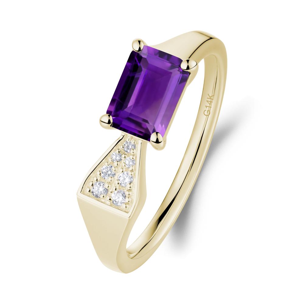 Geometric Emerald Cut Amethyst Ring - LUO Jewelry #metal_14k yellow gold