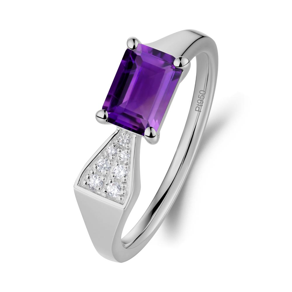 Geometric Emerald Cut Amethyst Ring - LUO Jewelry #metal_platinum