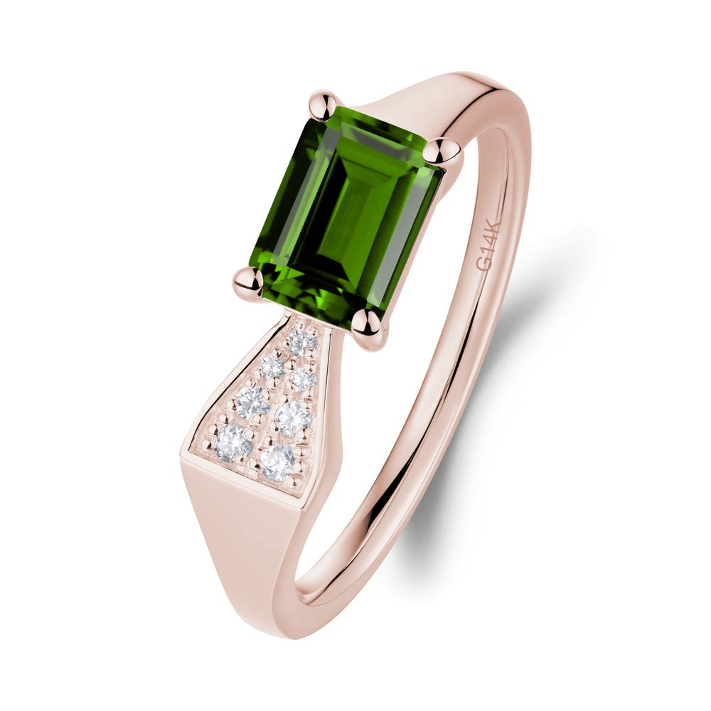 Geometric Emerald Cut Diopside Ring - LUO Jewelry #metal_14k rose gold