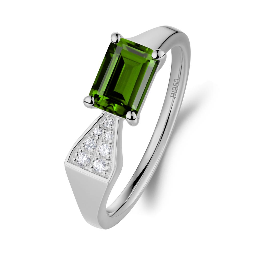 Geometric Emerald Cut Diopside Ring - LUO Jewelry #metal_platinum