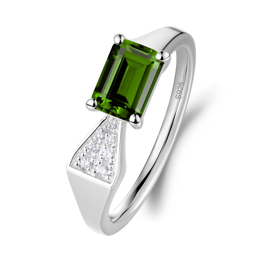 Geometric Emerald Cut Diopside Ring - LUO Jewelry #metal_sterling silver
