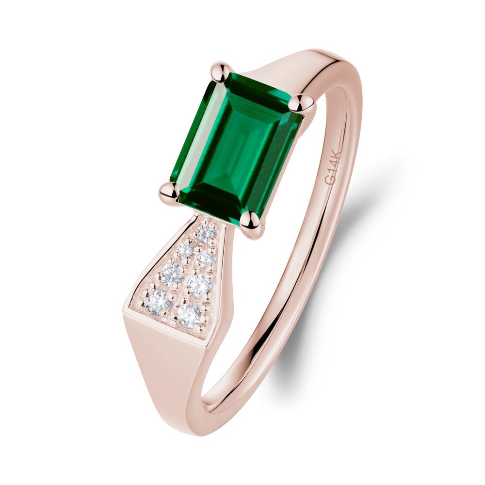 Geometric Emerald Cut Emerald Ring - LUO Jewelry #metal_14k rose gold