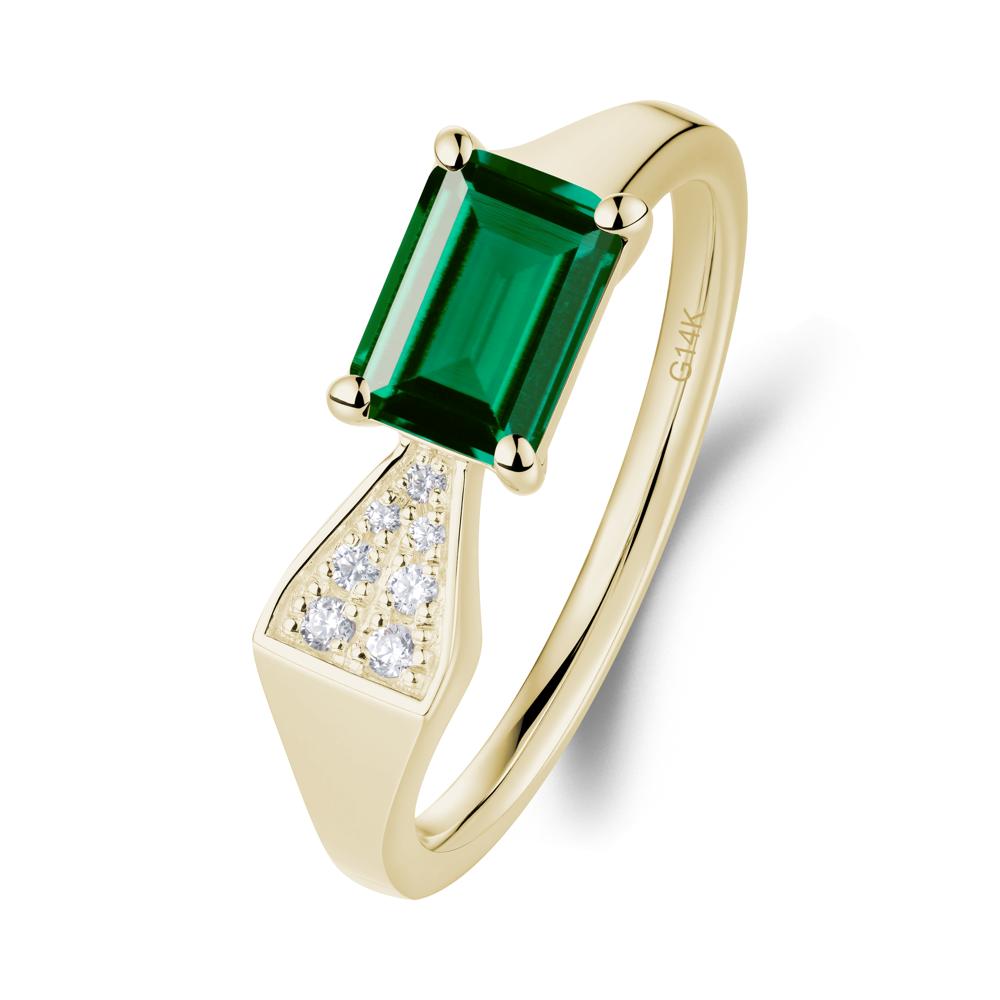 Geometric Emerald Cut Emerald Ring - LUO Jewelry #metal_14k yellow gold