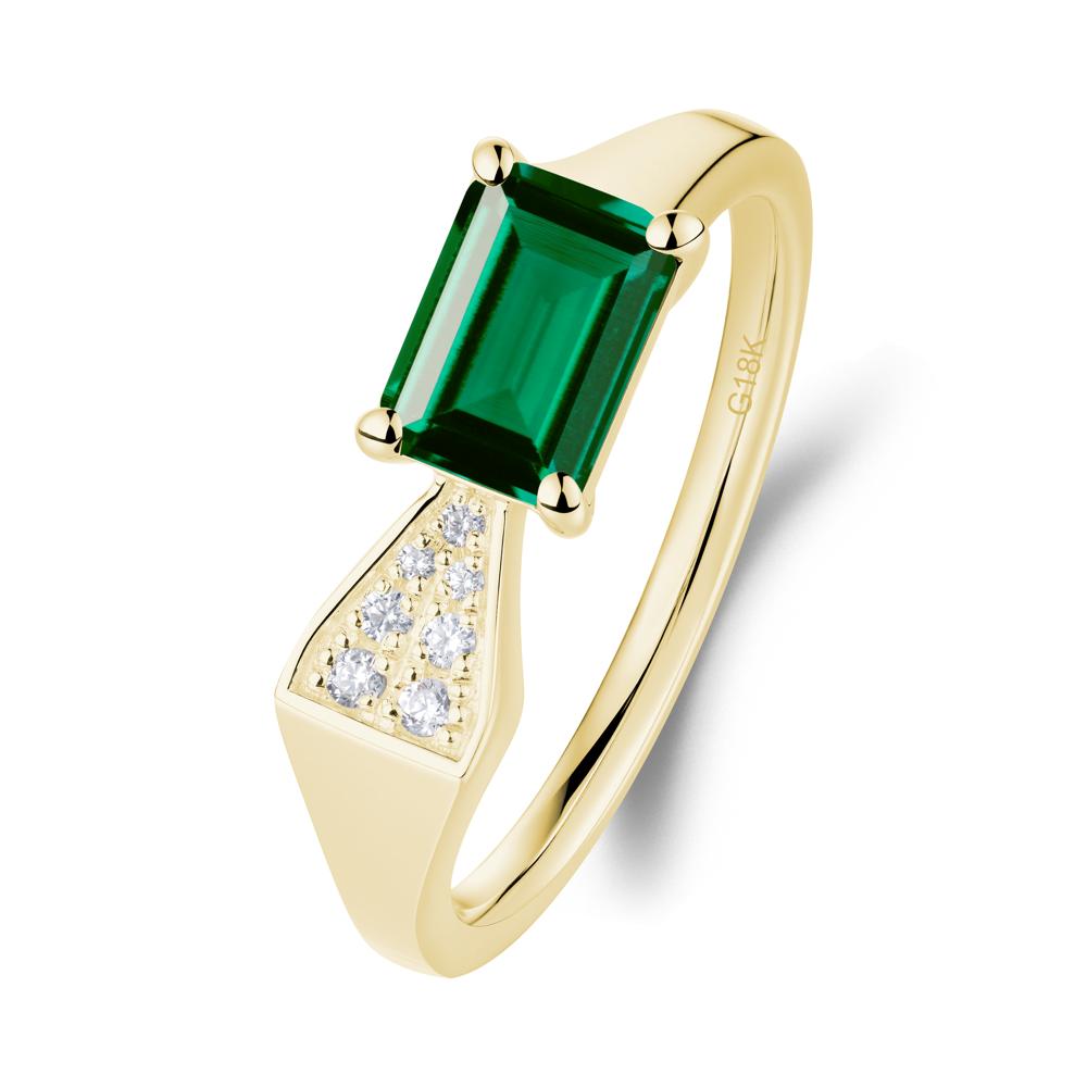 Geometric Emerald Cut Emerald Ring - LUO Jewelry #metal_18k yellow gold