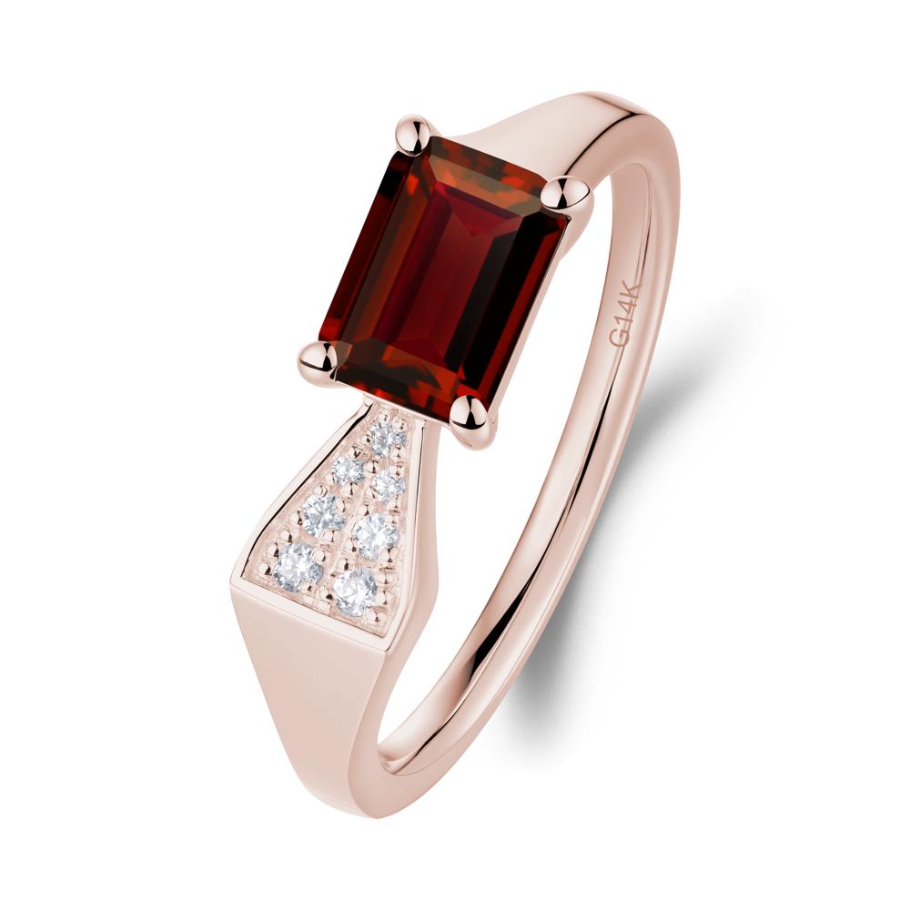 Geometric Emerald Cut Garnet Ring - LUO Jewelry #metal_14k rose gold