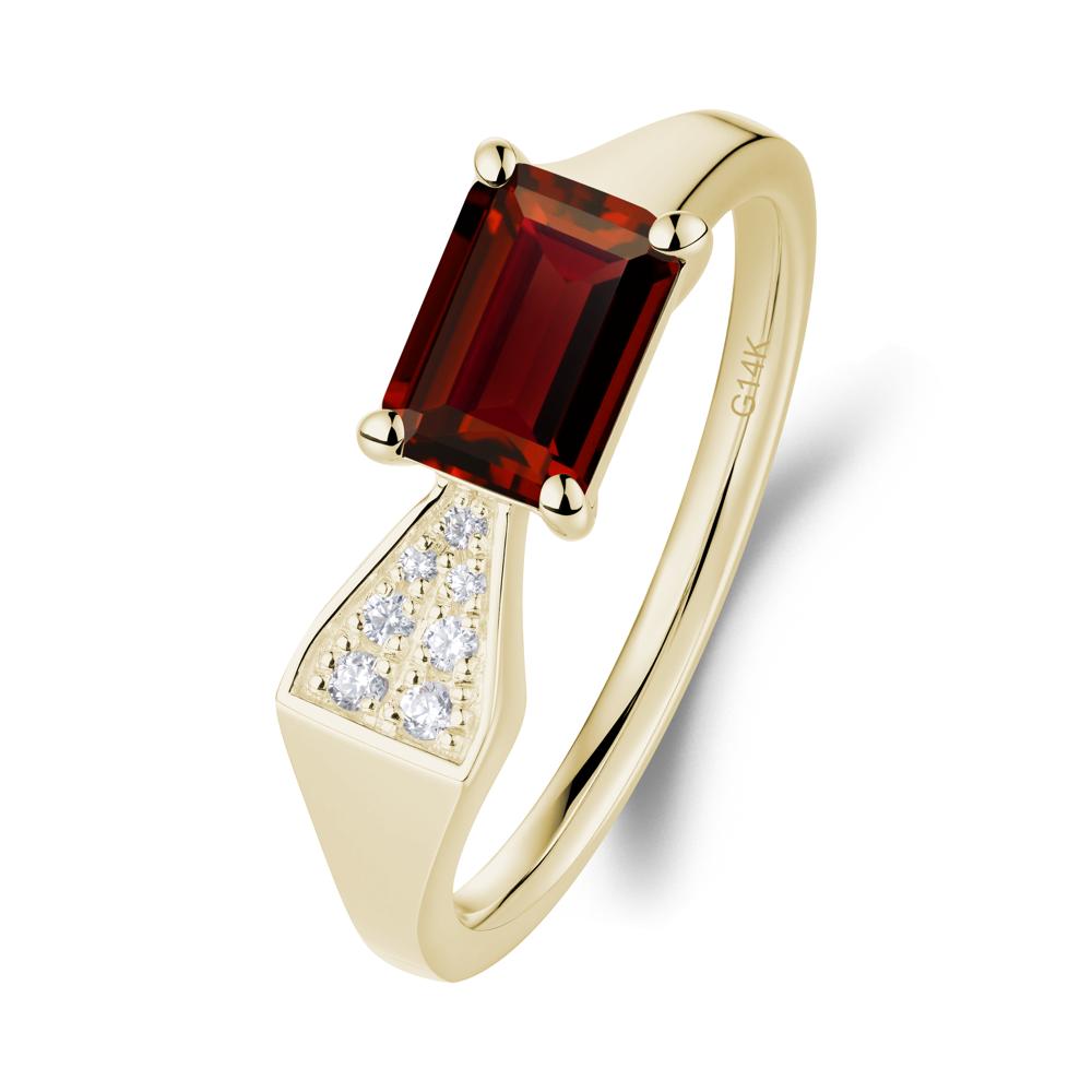Geometric Emerald Cut Garnet Ring - LUO Jewelry #metal_14k yellow gold