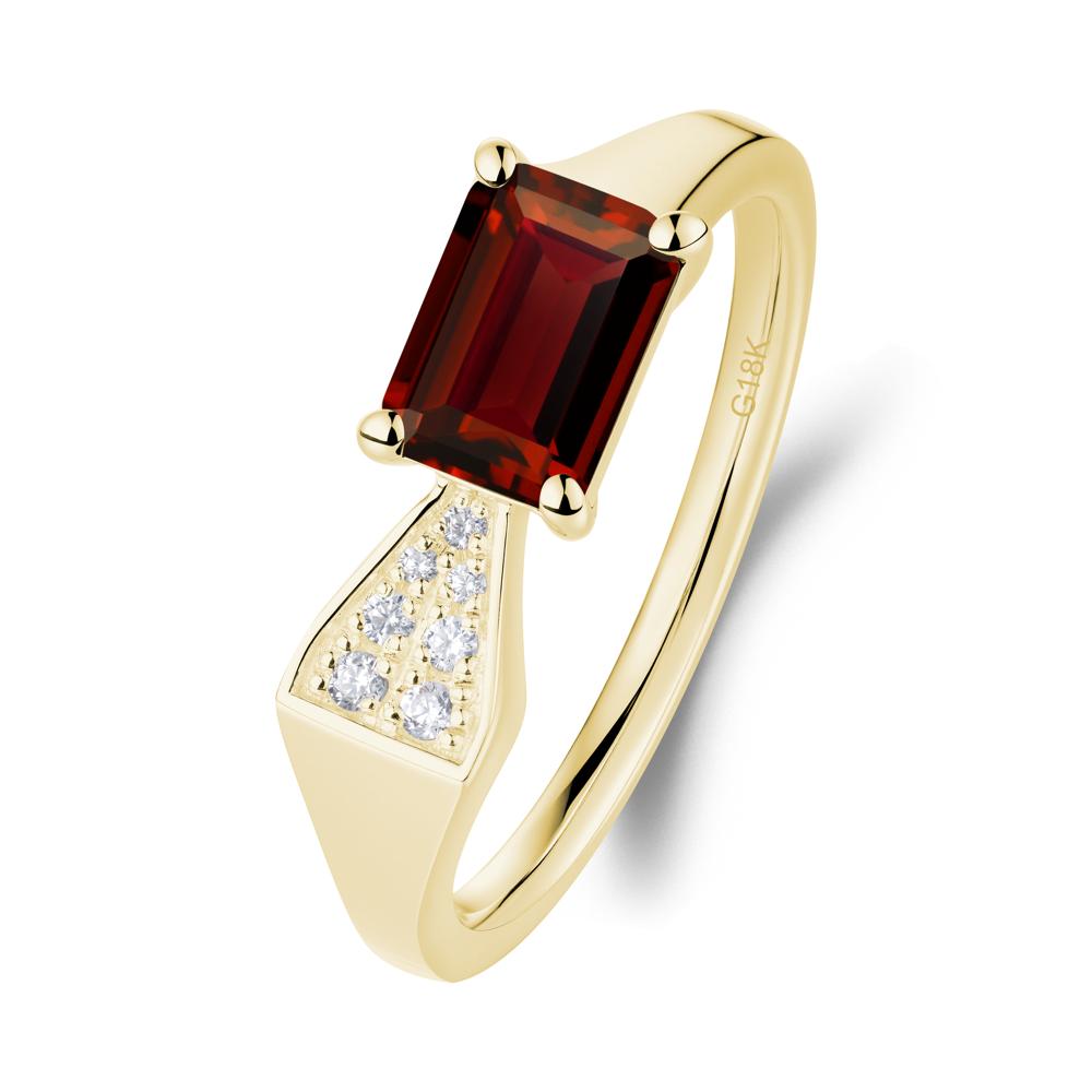 Geometric Emerald Cut Garnet Ring - LUO Jewelry #metal_18k yellow gold