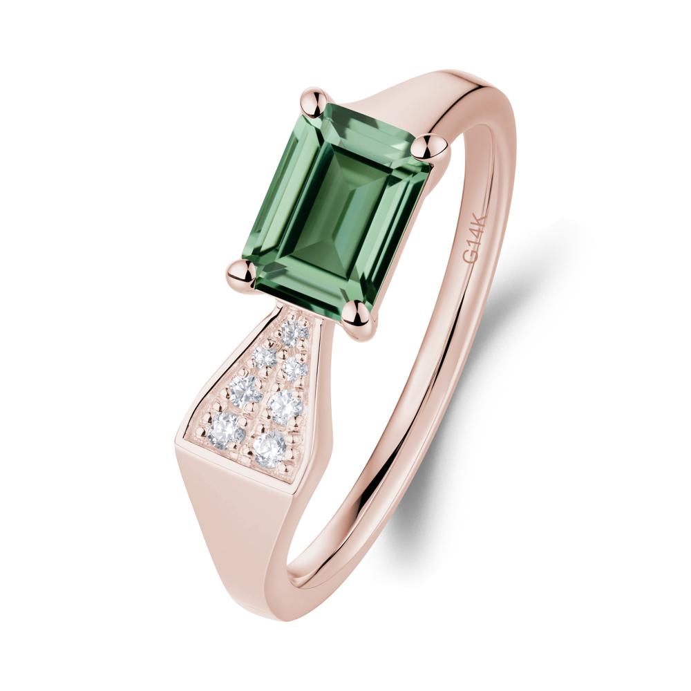 Geometric Emerald Cut Green Sapphire Ring - LUO Jewelry #metal_14k rose gold