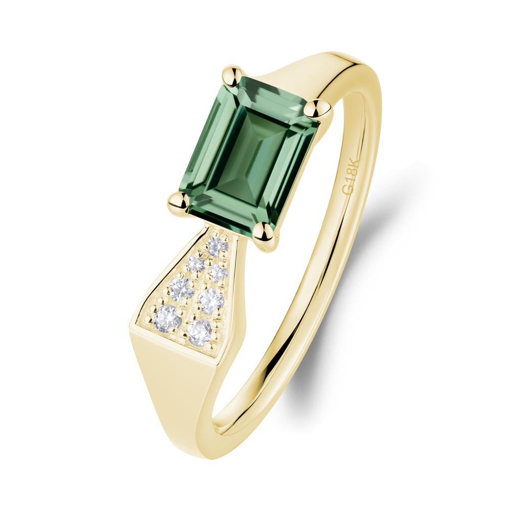 Geometric Emerald Cut Green Sapphire Ring - LUO Jewelry #metal_18k yellow gold