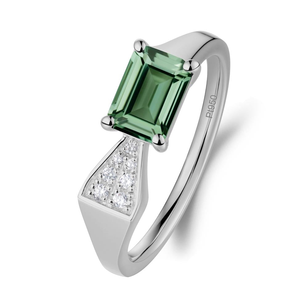 Geometric Emerald Cut Green Sapphire Ring - LUO Jewelry #metal_platinum