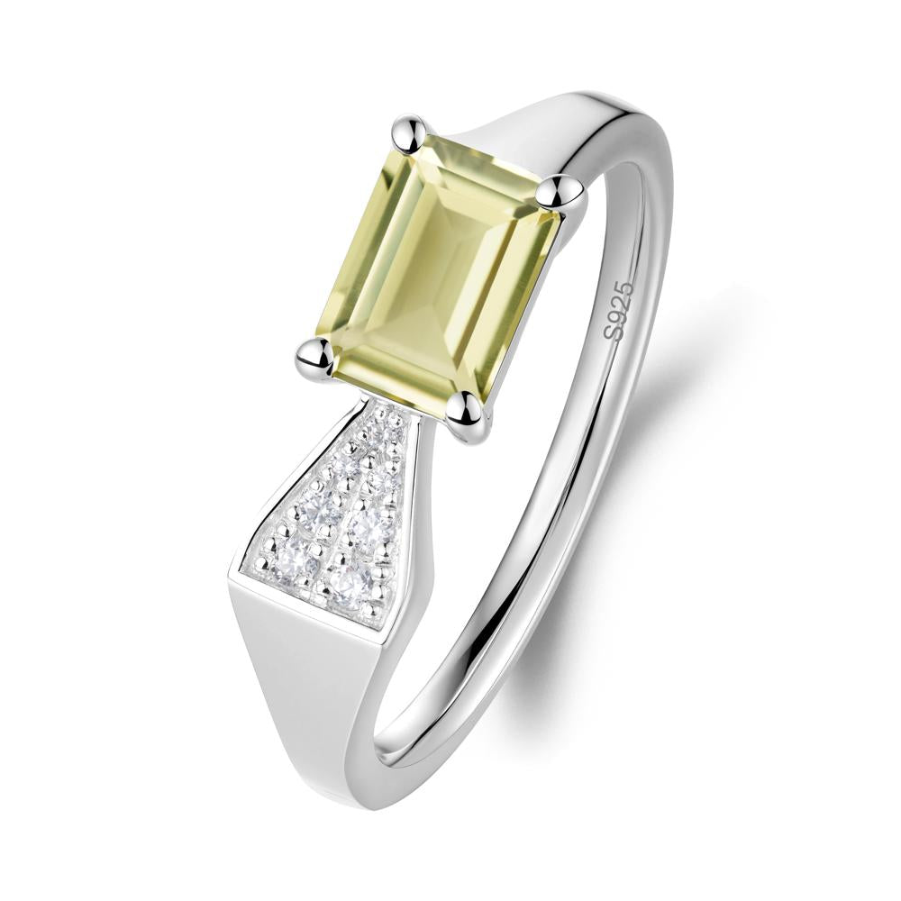 Geometric Emerald Cut Lemon Quartz Ring - LUO Jewelry #metal_sterling silver