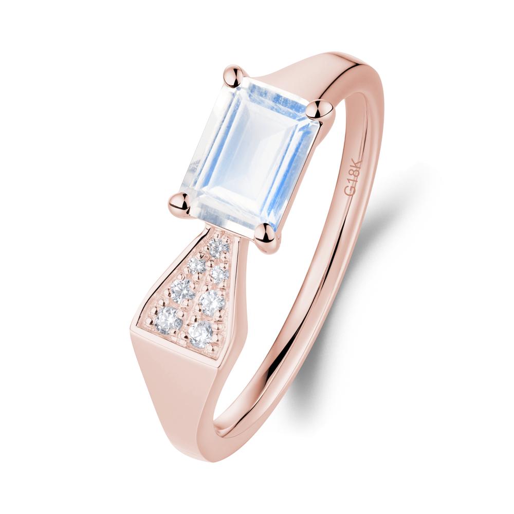 Geometric Emerald Cut Moonstone Ring - LUO Jewelry #metal_18k rose gold