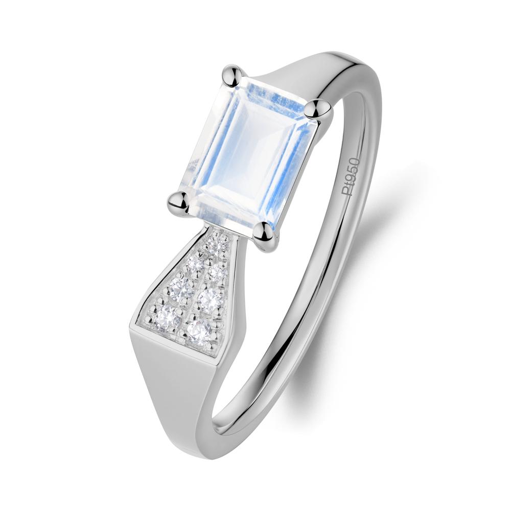 Geometric Emerald Cut Moonstone Ring - LUO Jewelry #metal_platinum