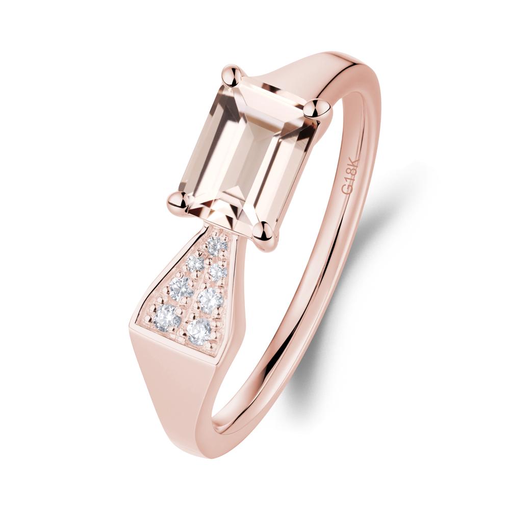 Geometric Emerald Cut Morganite Ring - LUO Jewelry #metal_18k rose gold