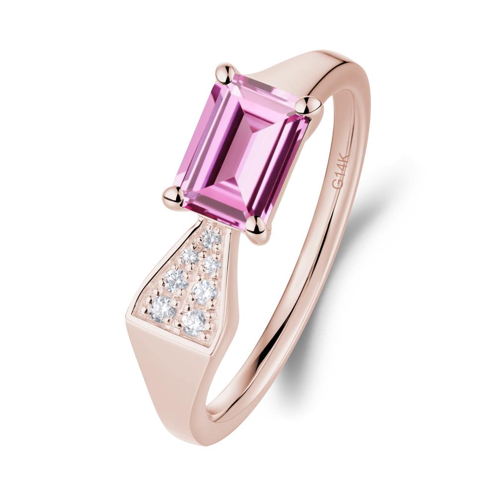 Geometric Emerald Cut Pink Sapphire Ring - LUO Jewelry #metal_14k rose gold