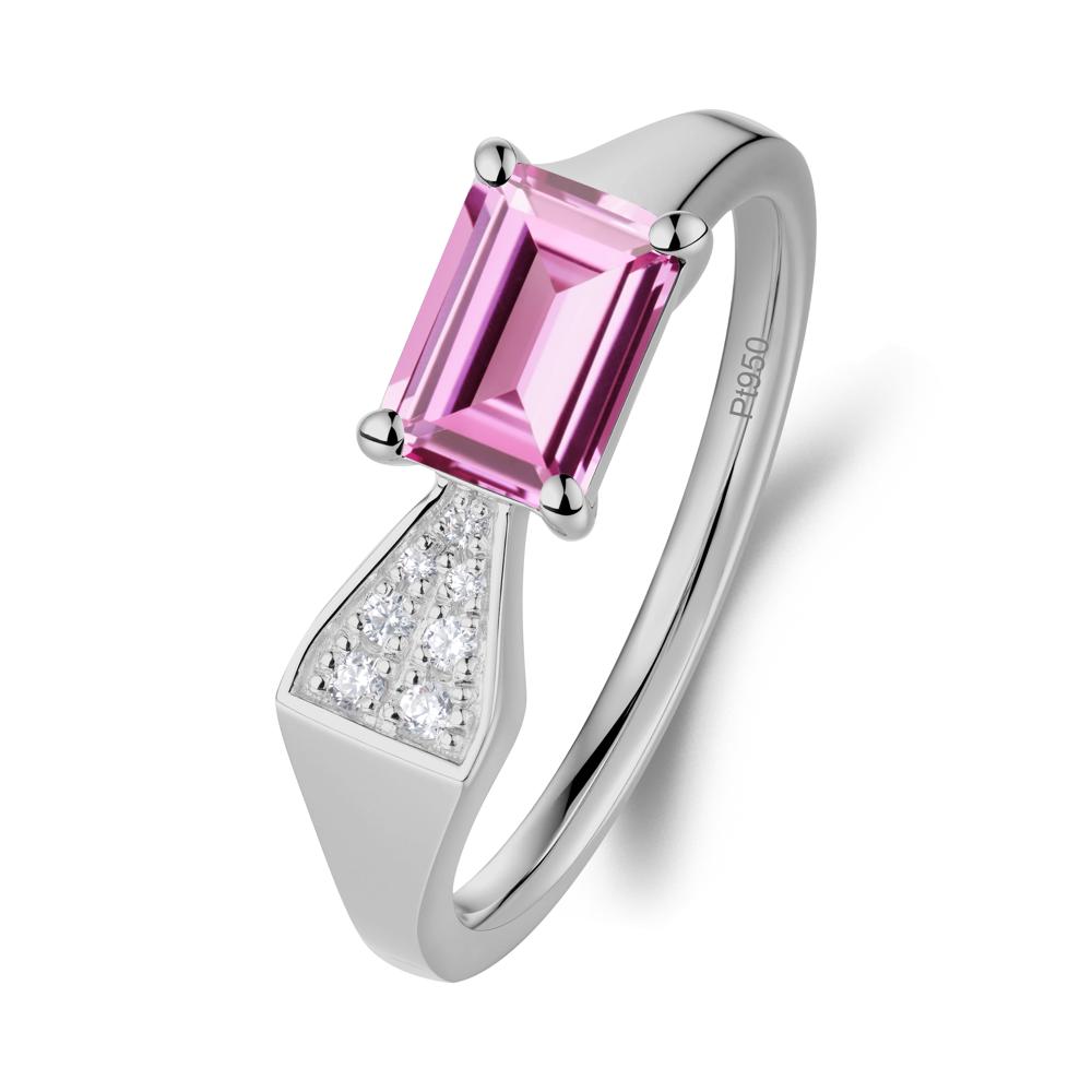 Geometric Emerald Cut Pink Sapphire Ring - LUO Jewelry #metal_platinum