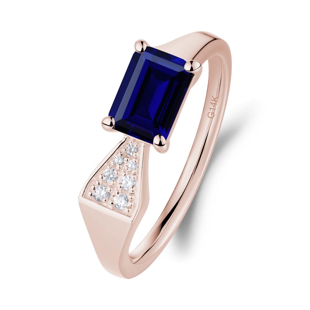 Geometric Emerald Cut Sapphire Ring - LUO Jewelry #metal_14k rose gold