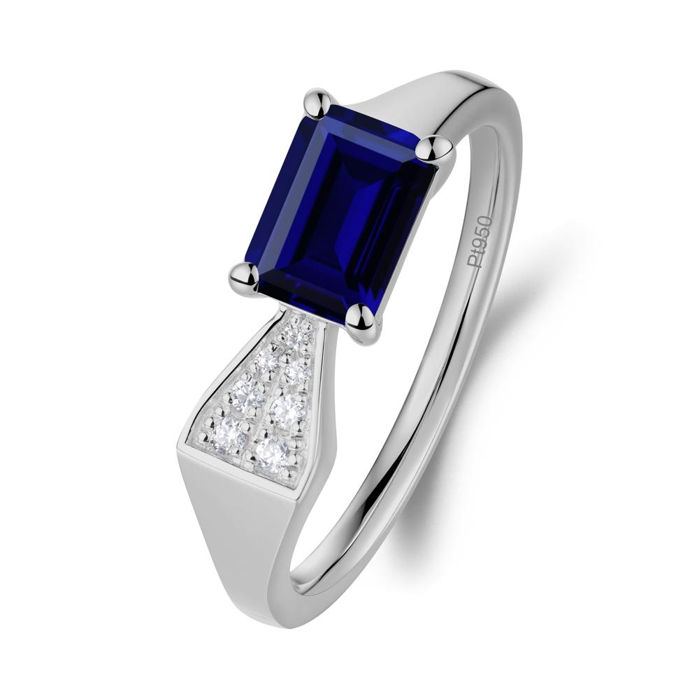 Geometric Emerald Cut Sapphire Ring - LUO Jewelry #metal_platinum