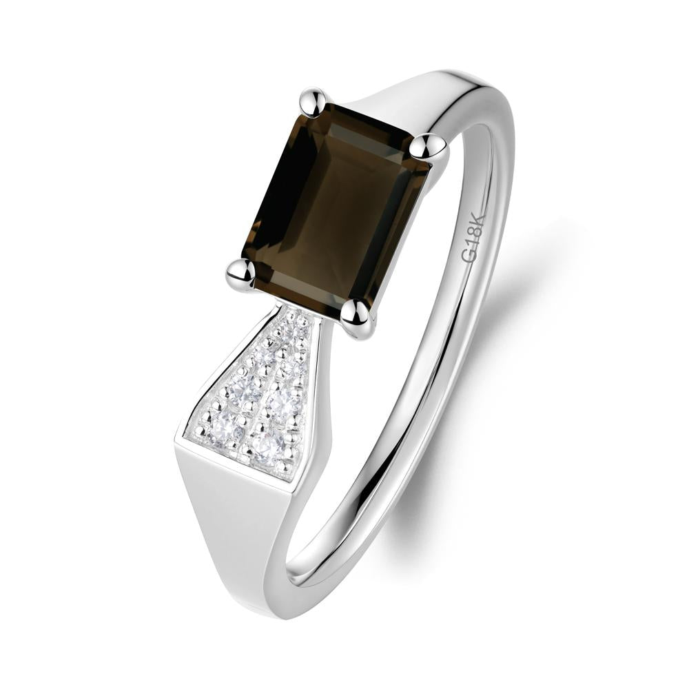 Geometric Emerald Cut Smoky Quartz Ring - LUO Jewelry #metal_18k white gold