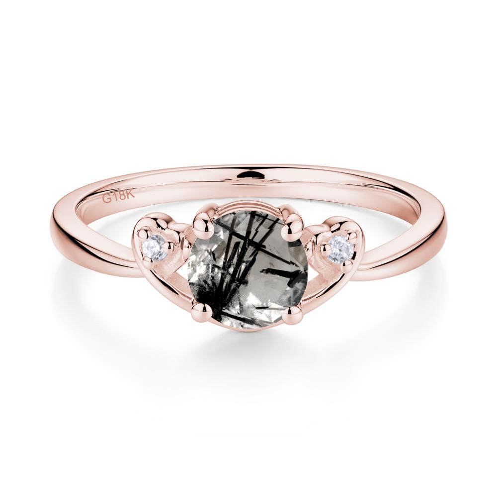 Twist Band Black Rutilated Quartz Promise Ring - LUO Jewelry #metal_18k rose gold