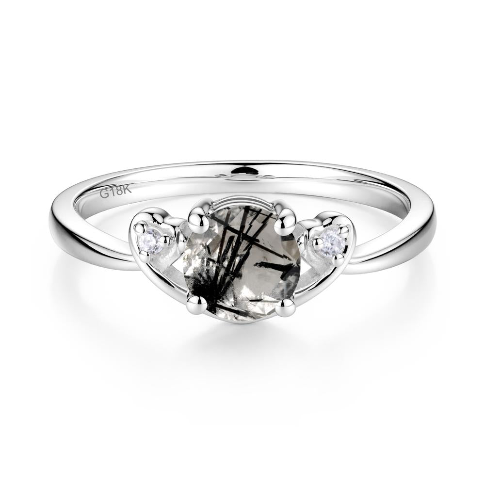 Twist Band Black Rutilated Quartz Promise Ring - LUO Jewelry #metal_18k white gold