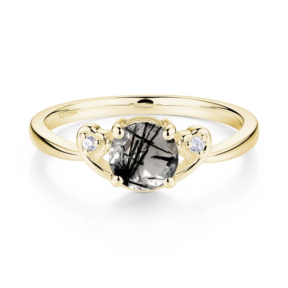 Twist Band Black Rutilated Quartz Promise Ring - LUO Jewelry #metal_18k yellow gold