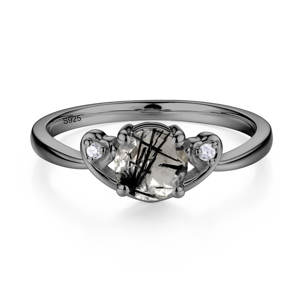 Twist Band Black Rutilated Quartz Promise Ring - LUO Jewelry #metal_black finish sterling silver