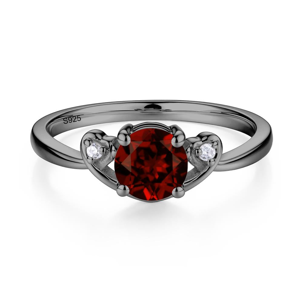 Twist Band Garnet Promise Ring - LUO Jewelry #metal_black finish sterling silver