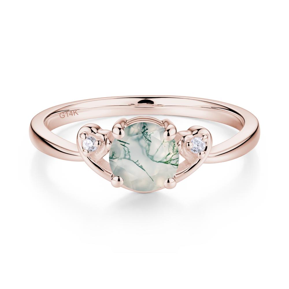 Twist Band Moss Agate Promise Ring - LUO Jewelry #metal_14k rose gold