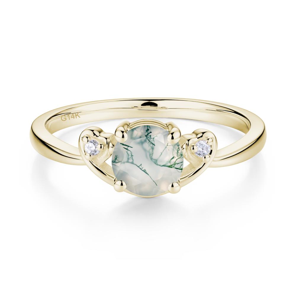 Twist Band Moss Agate Promise Ring - LUO Jewelry #metal_14k yellow gold