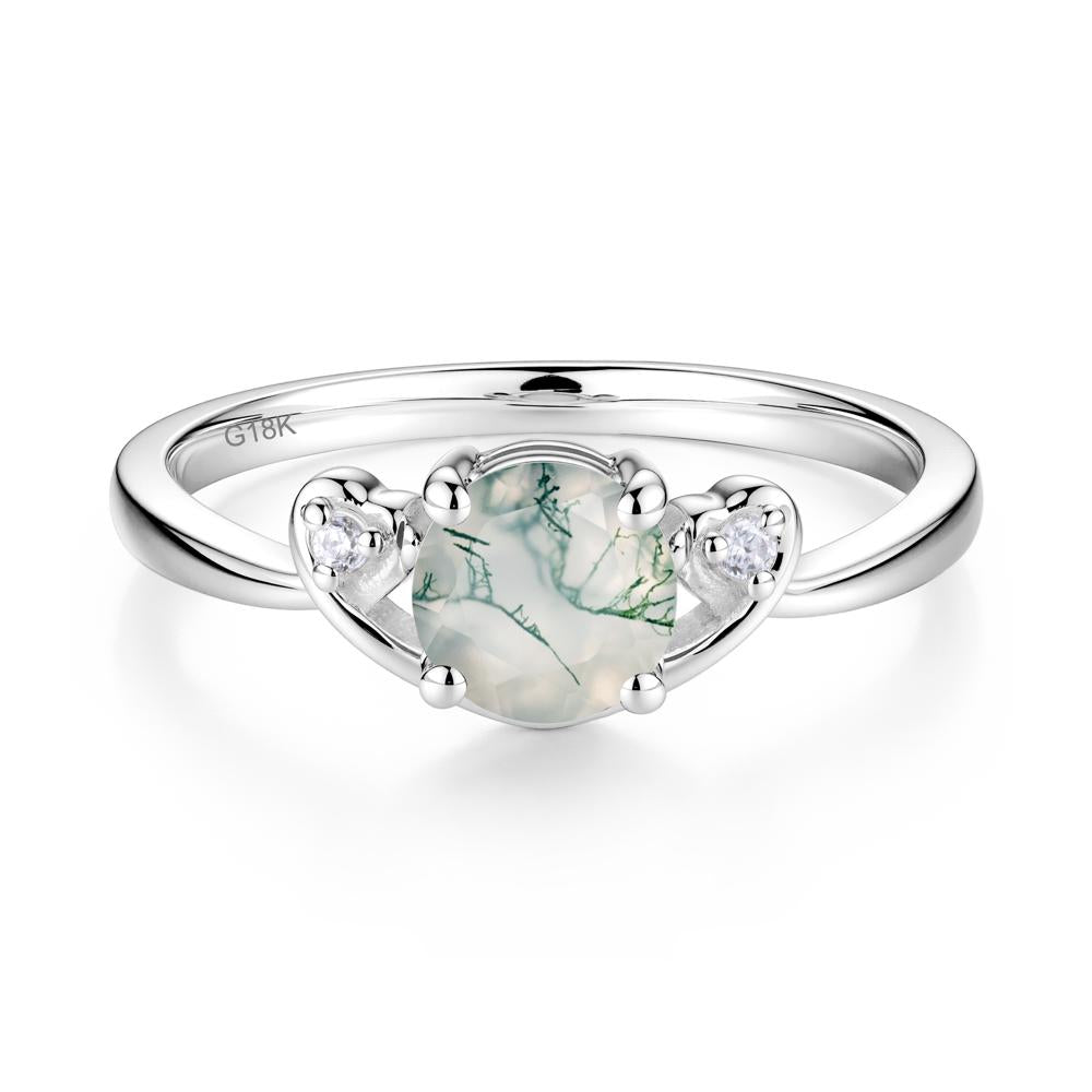Twist Band Moss Agate Promise Ring - LUO Jewelry #metal_18k white gold