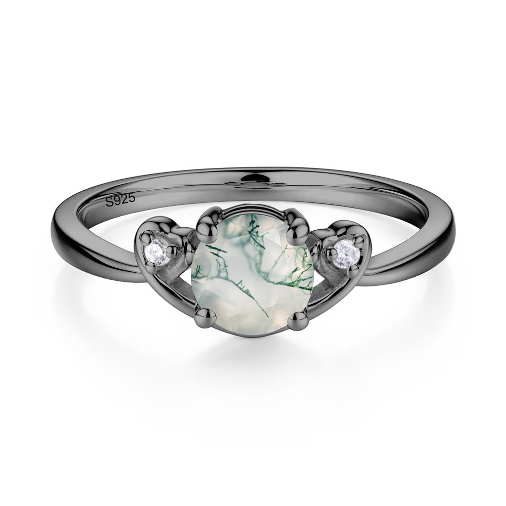 Twist Band Moss Agate Promise Ring - LUO Jewelry #metal_black finish sterling silver