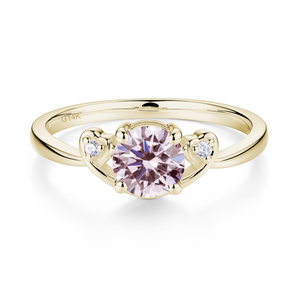 Twist Band Pink Cubic Zirconia Promise Ring - LUO Jewelry #metal_14k yellow gold
