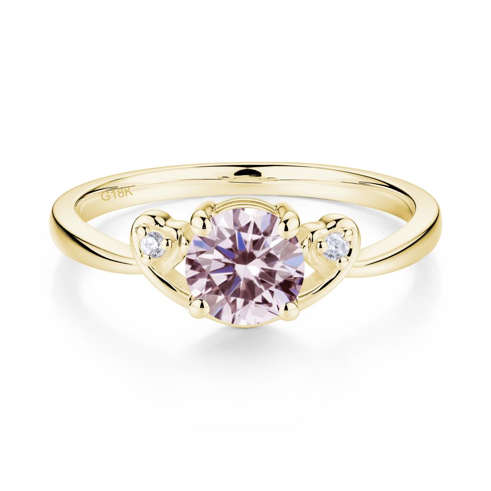 Twist Band Pink Cubic Zirconia Promise Ring - LUO Jewelry #metal_18k yellow gold