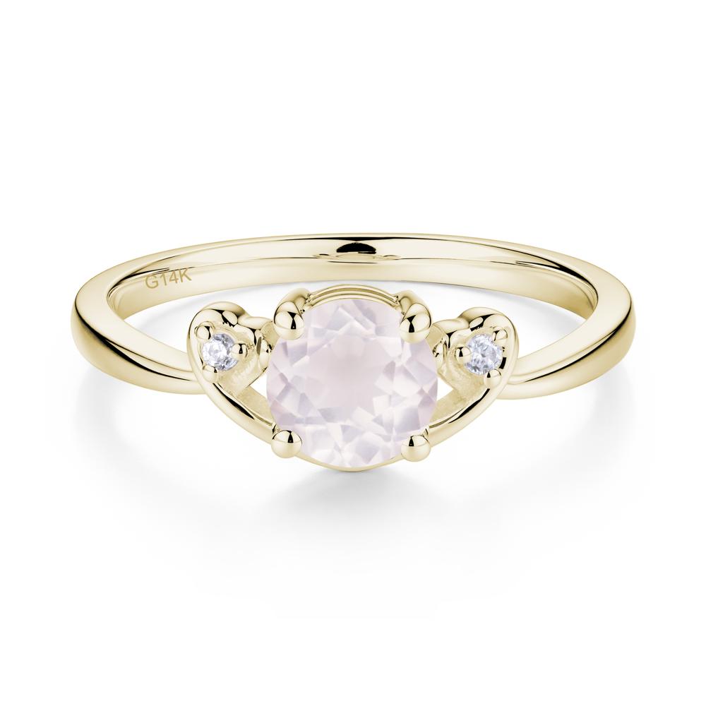 Twist Band Rose Quartz Promise Ring - LUO Jewelry #metal_14k yellow gold