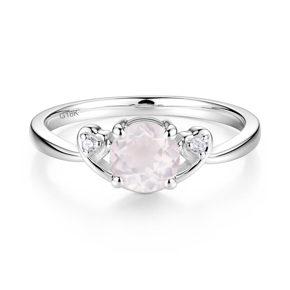 Twist Band Rose Quartz Promise Ring - LUO Jewelry #metal_18k white gold