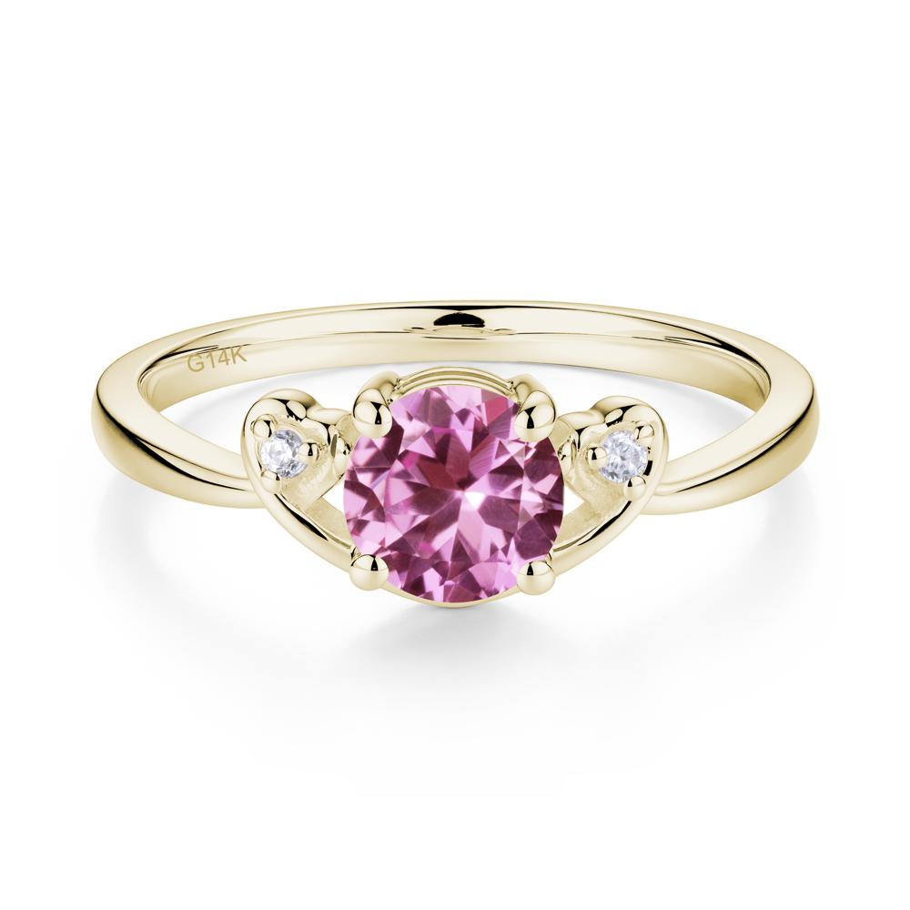 Twist Band Pink Sapphire Promise Ring - LUO Jewelry #metal_14k yellow gold