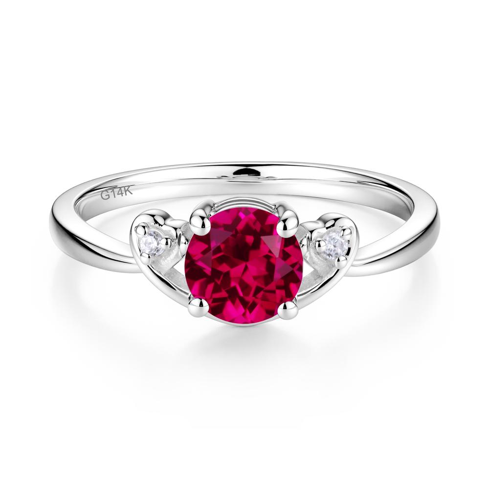 Twist Band Ruby Promise Ring - LUO Jewelry #metal_14k white gold