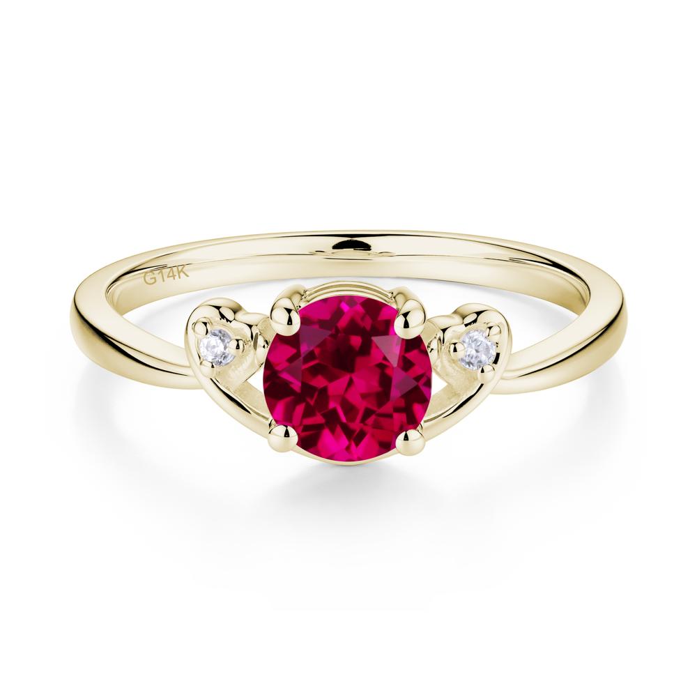 Twist Band Ruby Promise Ring - LUO Jewelry #metal_14k yellow gold