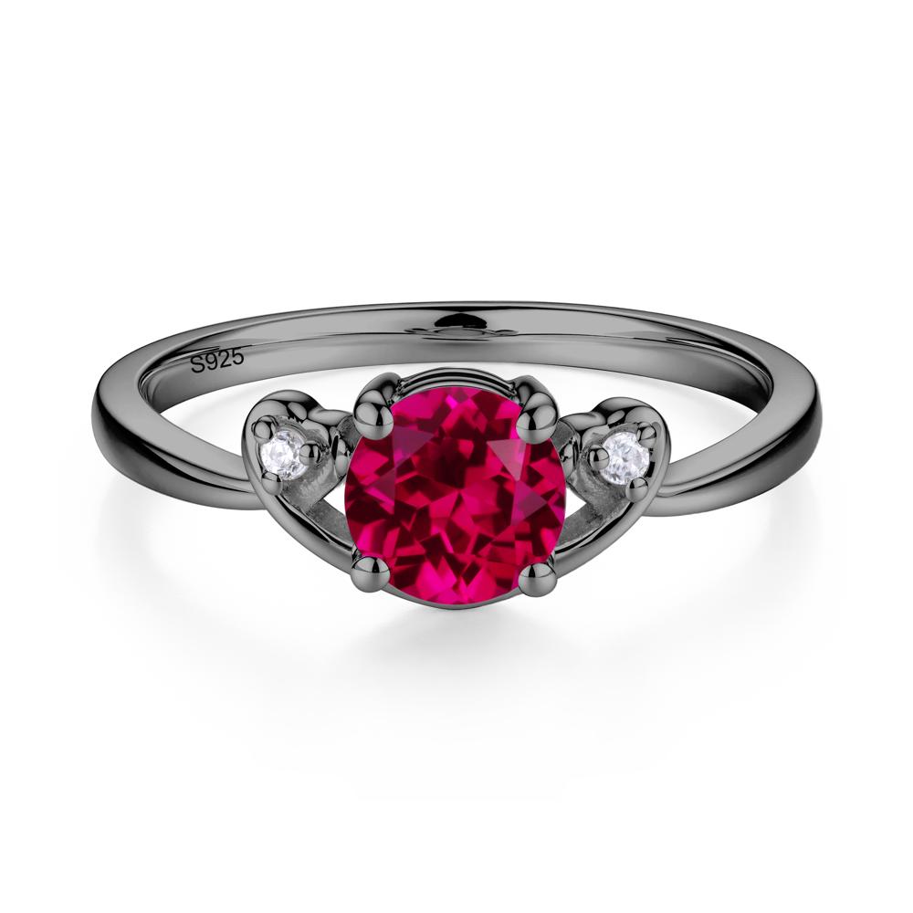 Twist Band Ruby Promise Ring - LUO Jewelry #metal_black finish sterling silver
