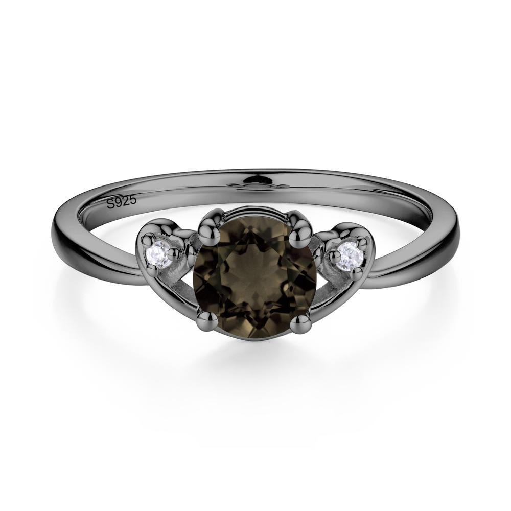 Twist Band Smoky Quartz Promise Ring - LUO Jewelry #metal_black finish sterling silver