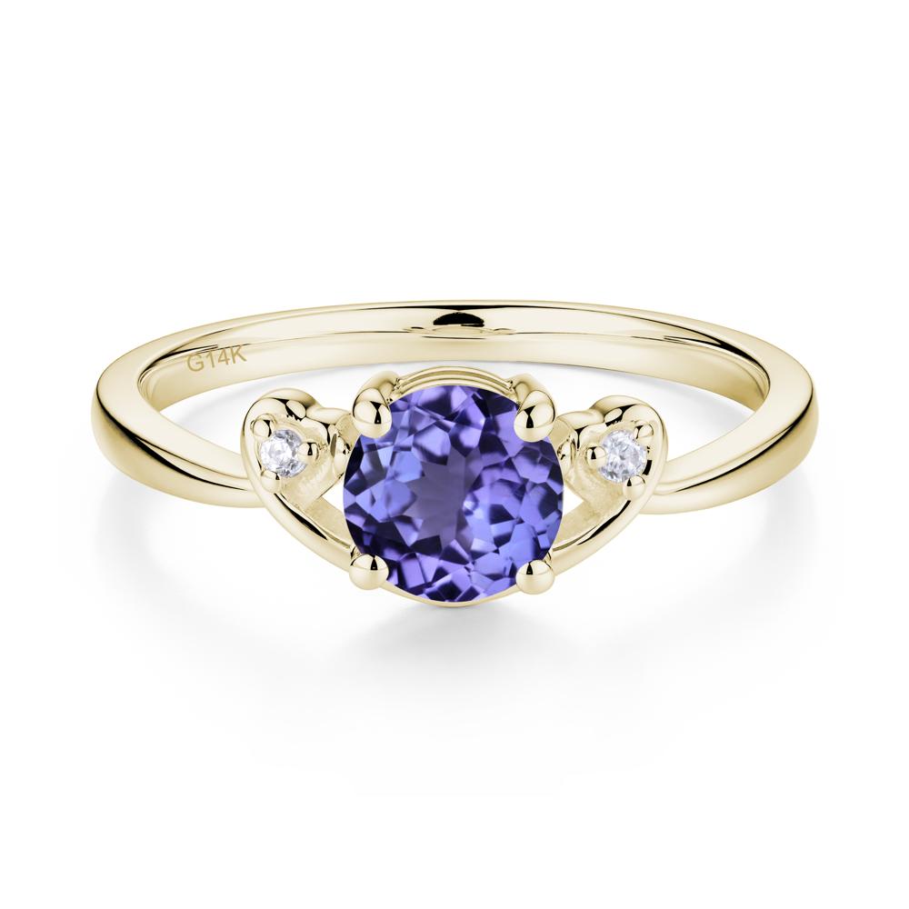 Twist Band Tanzanite Promise Ring - LUO Jewelry #metal_14k yellow gold