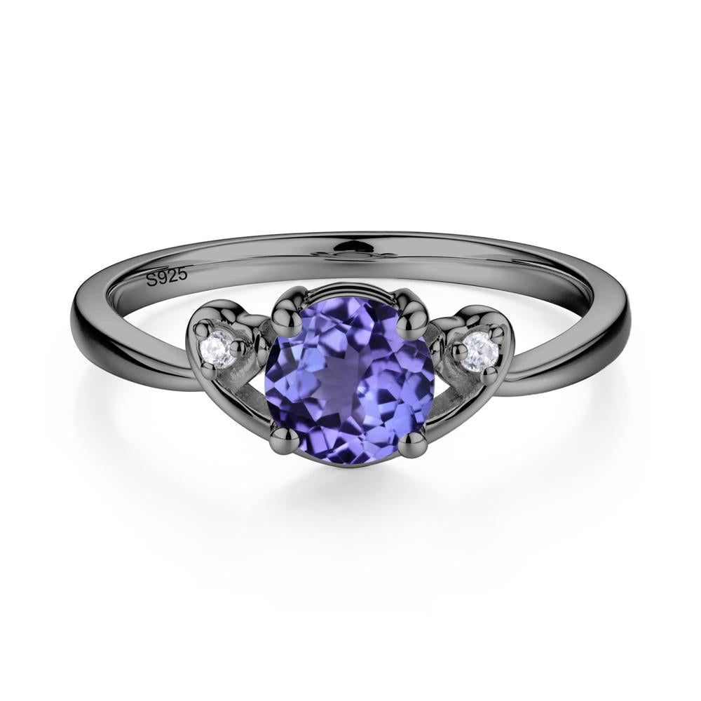 Twist Band Tanzanite Promise Ring - LUO Jewelry #metal_black finish sterling silver