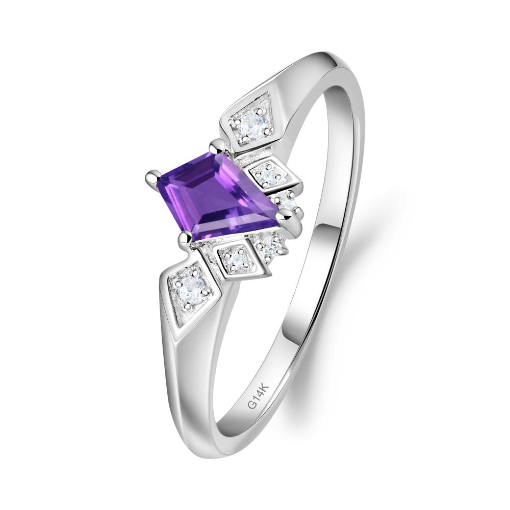 Kite-Cut Amethyst Statement Ring - LUO Jewelry #metal_14k white gold