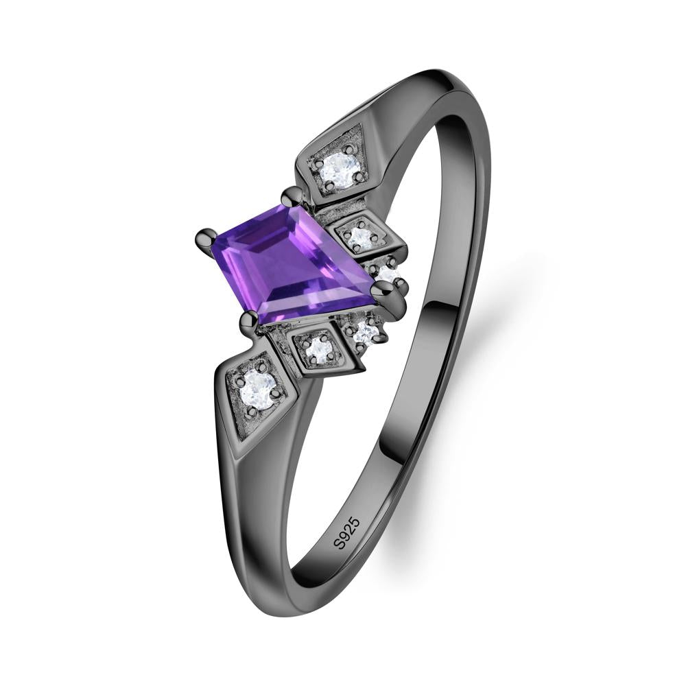 Kite-Cut Amethyst Statement Ring - LUO Jewelry #metal_black finish sterling silver