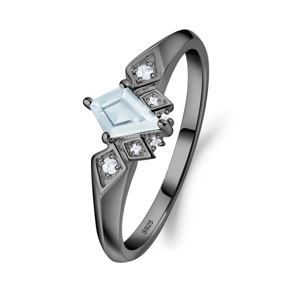 Kite-Cut Aquamarine Statement Ring - LUO Jewelry #metal_black finish sterling silver