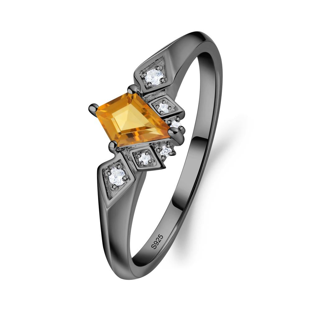 Kite-Cut Citrine Statement Ring - LUO Jewelry #metal_black finish sterling silver